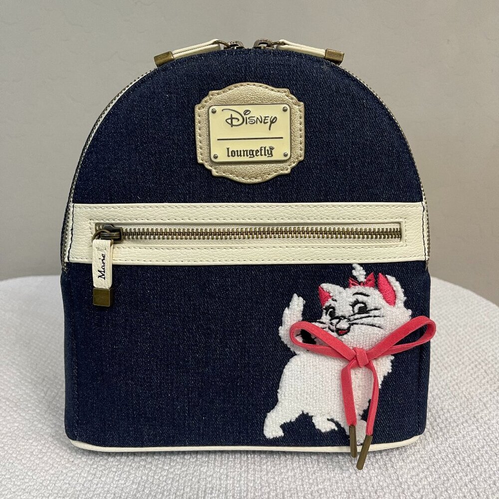 LOUNGEFLY ~ Disney Aristrocats Marie Denim Mini Backpack - NWT!